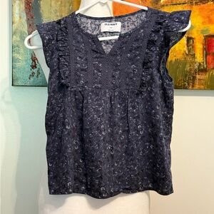 Girls Old Navy Blue Ruffled Blouse